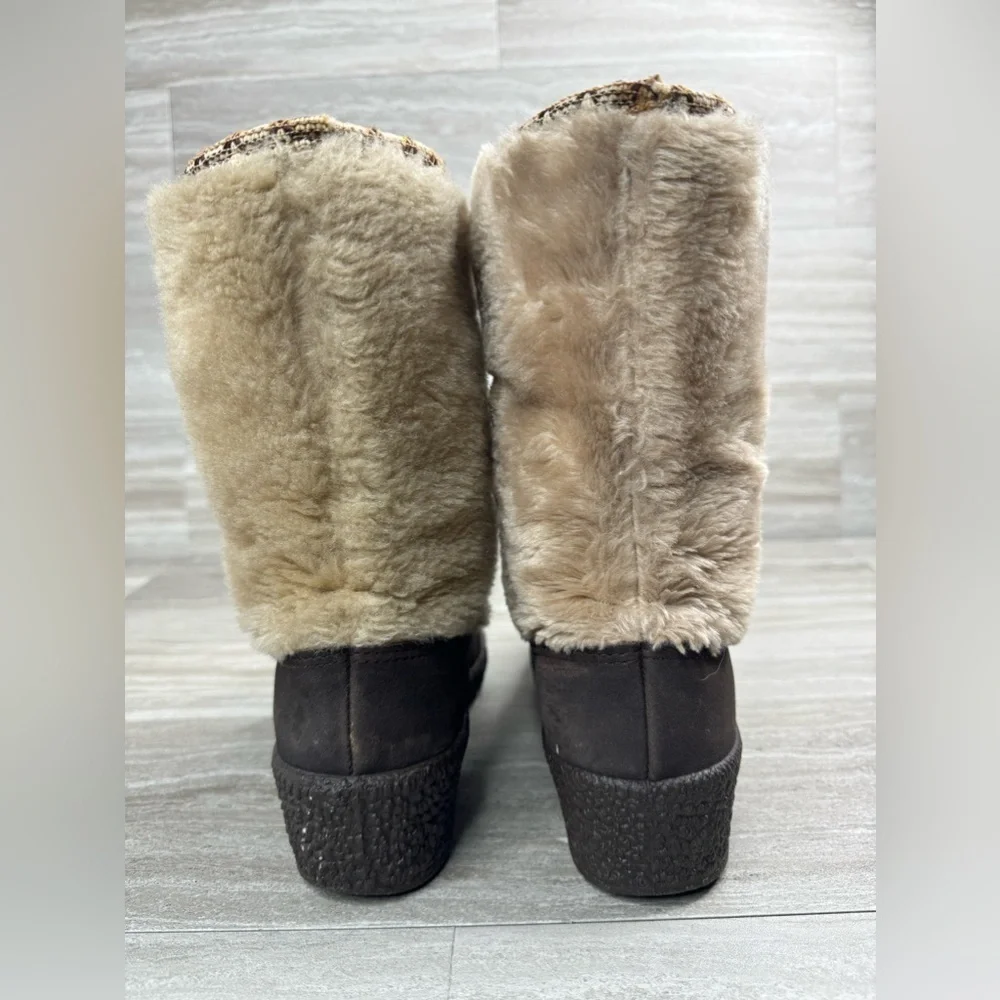 Snowland Vintage Faux Shearling Wedge Heel Mid Snowboots Womens Size 6